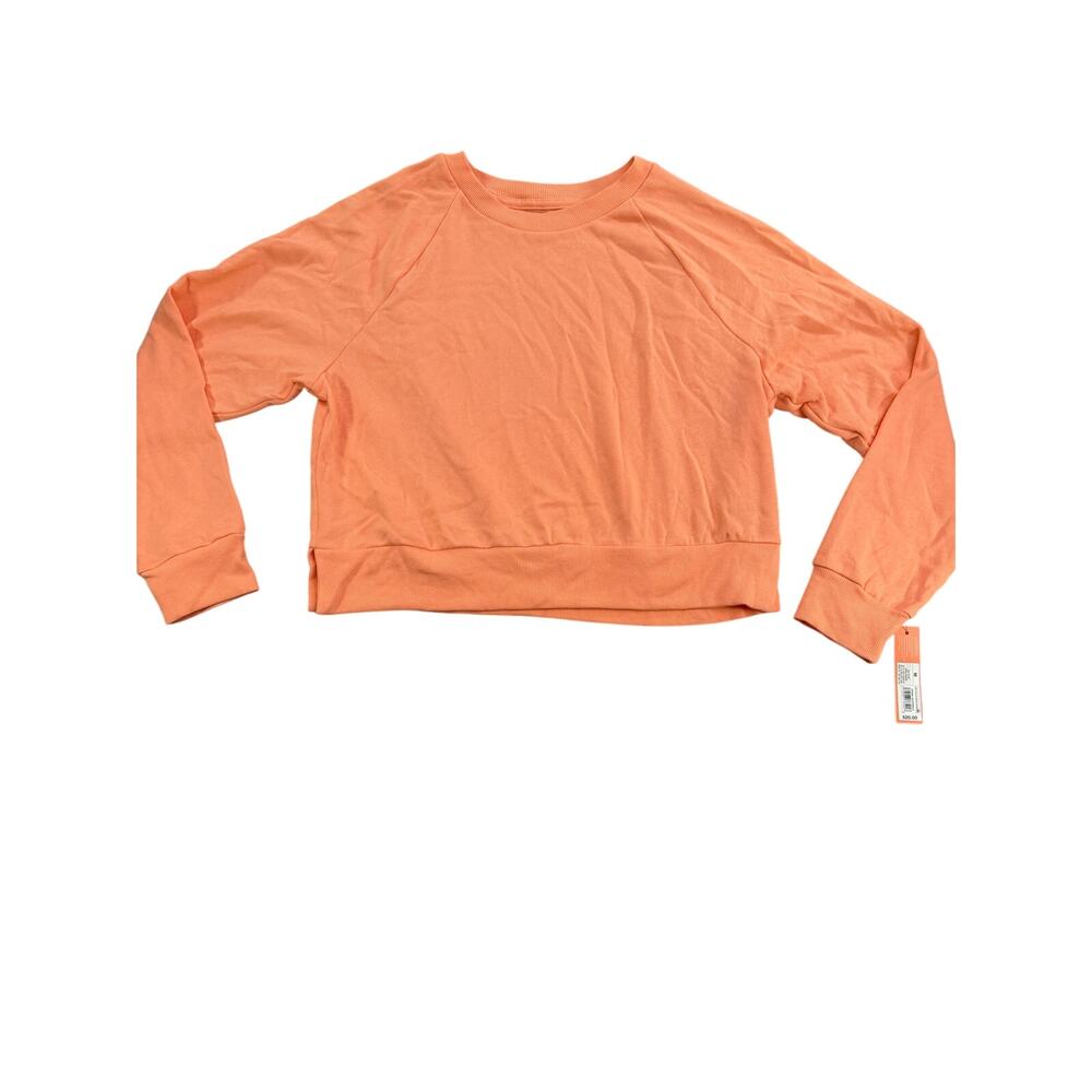Colsie Women's Coral Orange Fleece Long Sleeve Lounge Sweatshirt - Size Medium